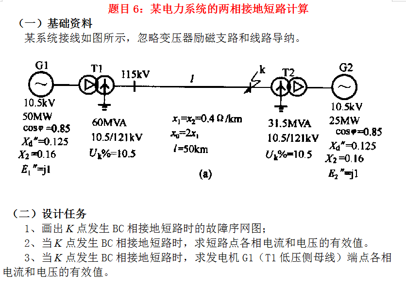 某电力系统的两相接地短路计算